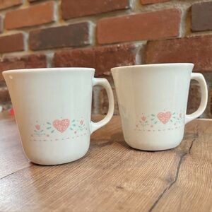 Vintage Corning Ware Heart “Forever Yours” Cottagecore Coffee Mugs Set of 2